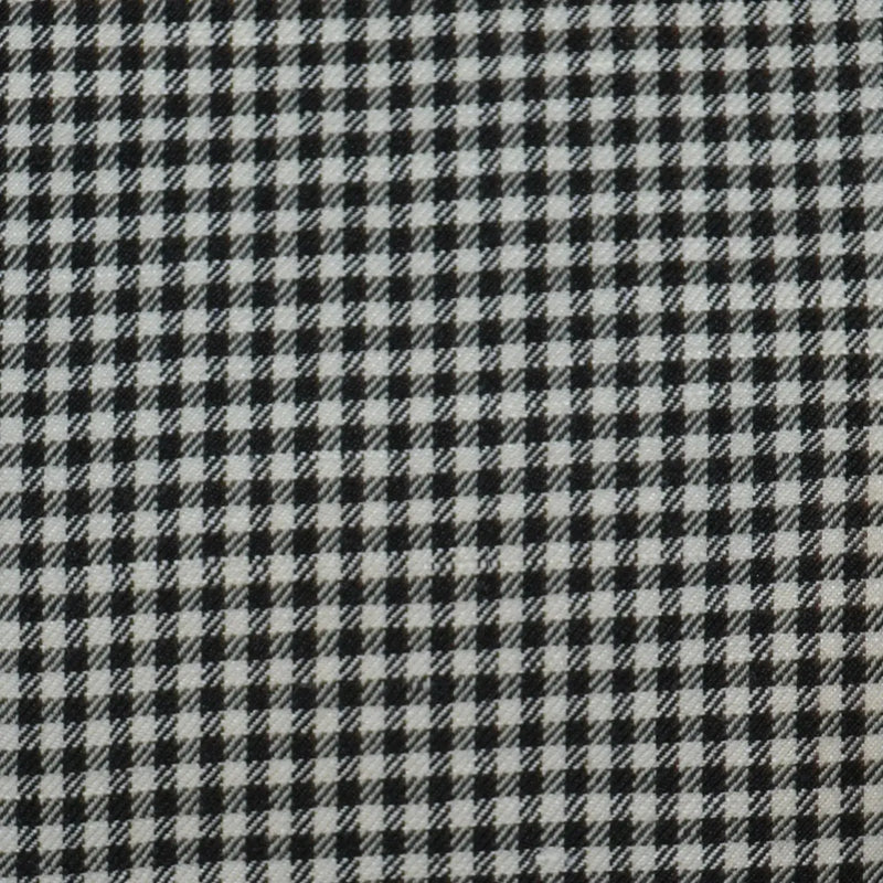 Black and White Small Check Wool & Linen Suiting Fabric - 2.00 Metres