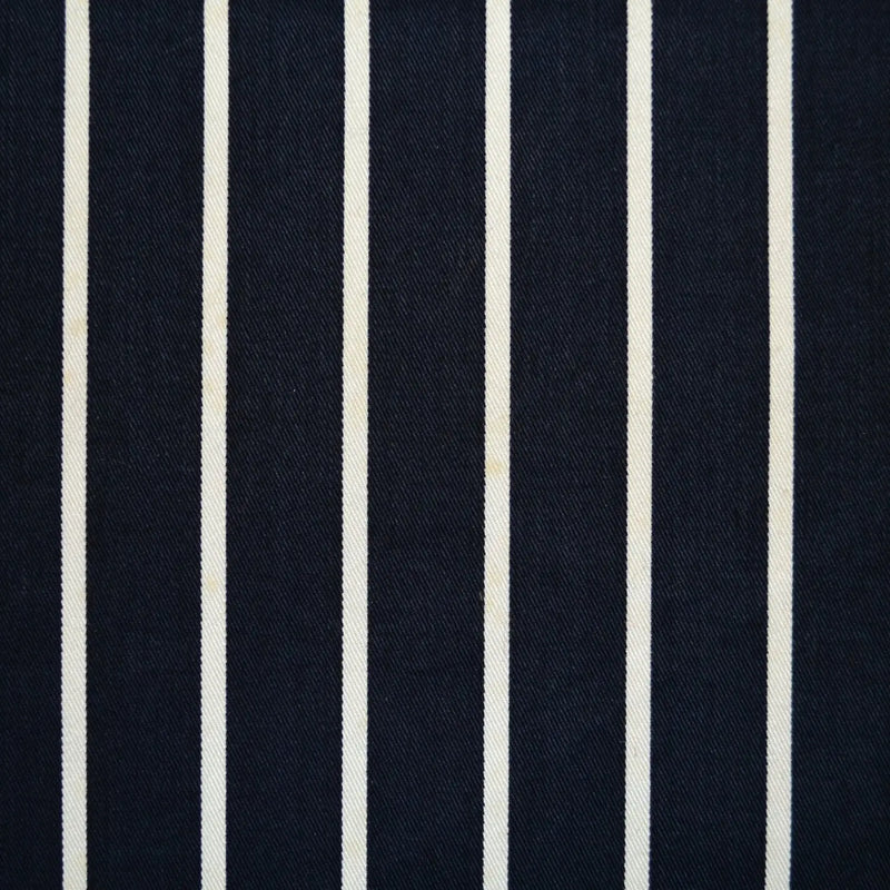 Dark Navy Blue and White Butcher Stripe 100% Polyester Suiting - 2.00 Metres Yorkshire Fabric