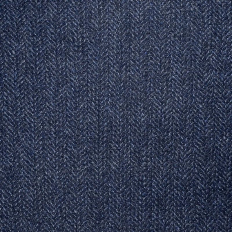 Dark Denim Blue Herringbone Lambswool Tweed - 2.00 Metres Yorkshire Fabric