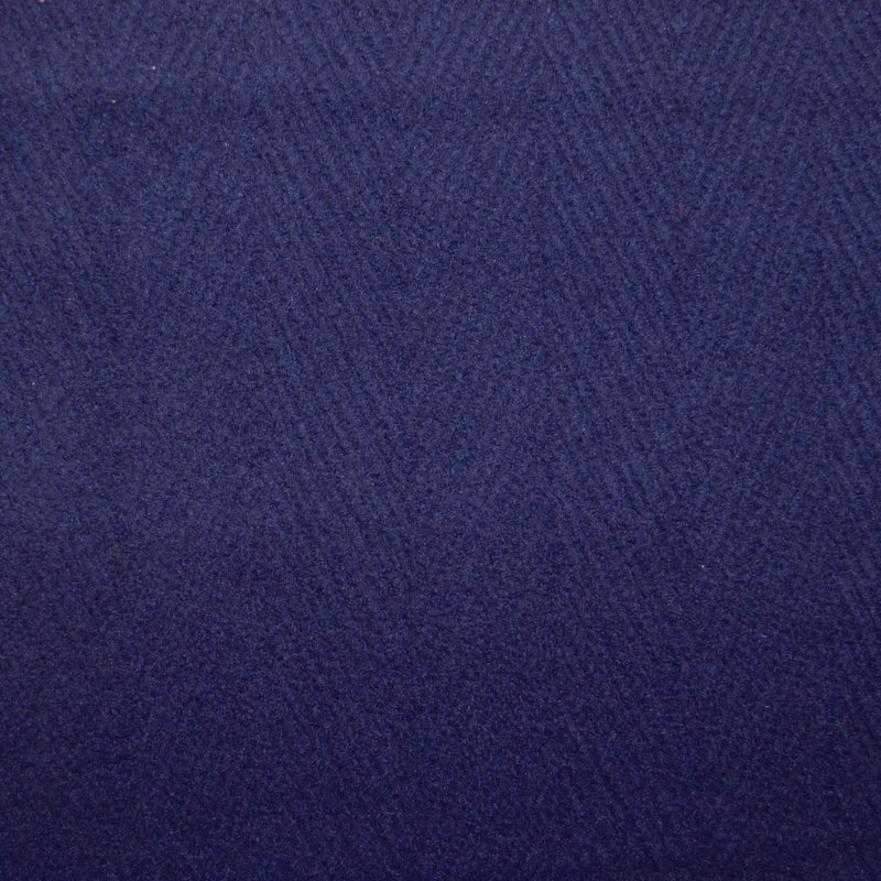 Indigo Blue Wide Herringbone Wool Blend Heavy Duffle Coating