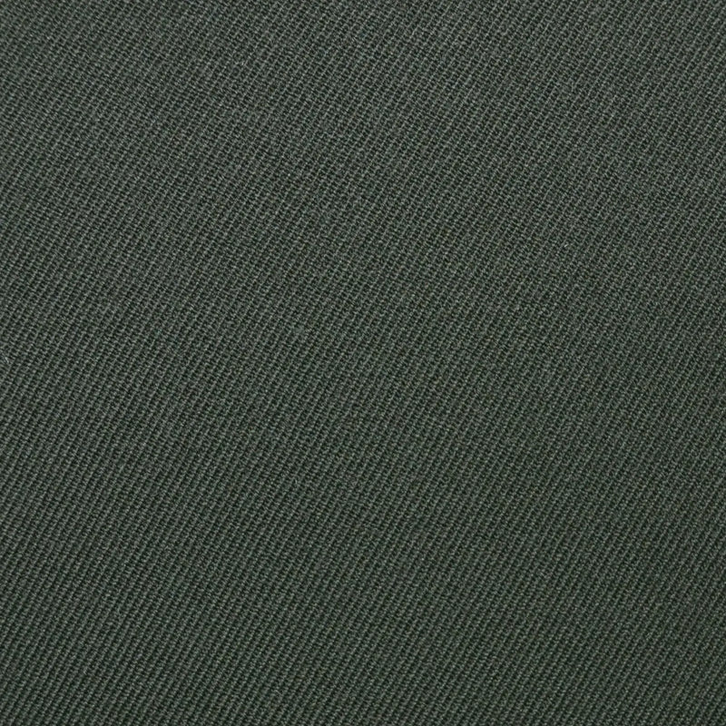 Olive green twill all-wool suiting fabric, measuring 3.50 meters. The fabric has a subtle diagonal weave pattern typical of twill, providing texture and durability. The olive green color is rich and earthy, suitable for crafting a classic and versatile suit. The material is laid flat, showing its smooth and even finish, indicative of high-quality wool suiting.