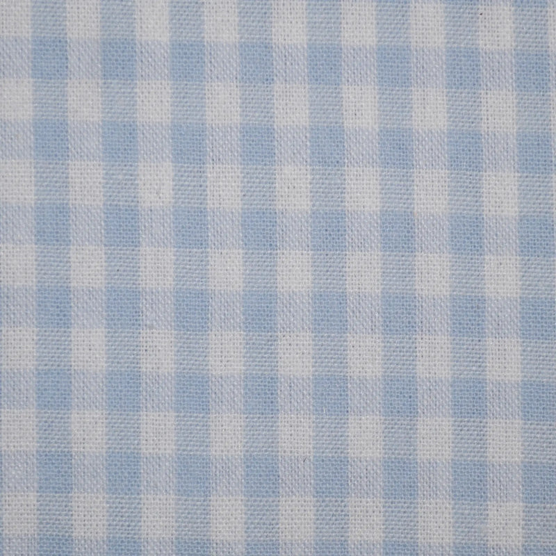 White and Pale Blue Gingham Check Cotton Shirting