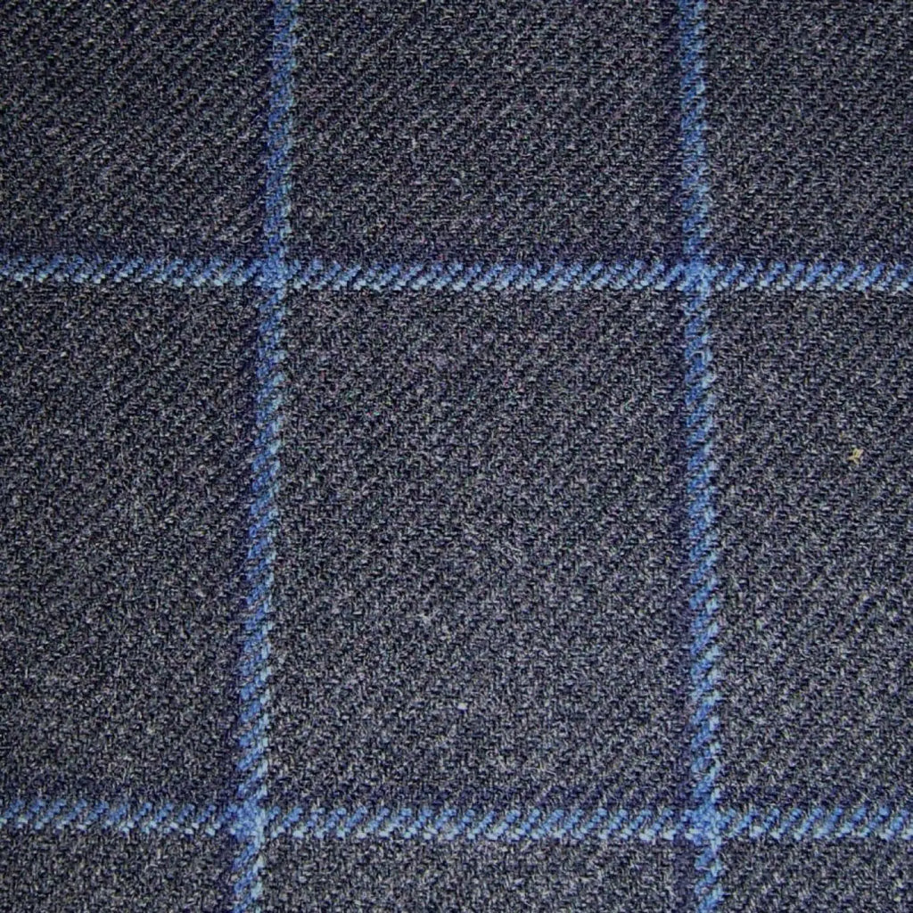 Medium Grey with Blue Triple Check Tweed