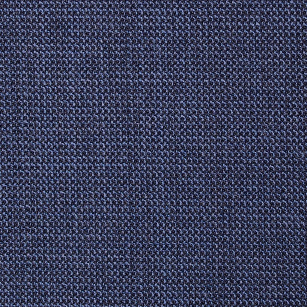 Medium Blue and Navy Blue Micro Check Super 100's All Wool Suiting By Holland & Sherry