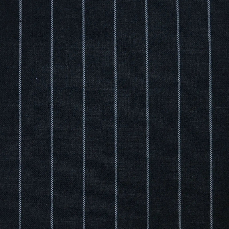 Black 3/4" Chalk Stripe Super 120's All Wool Suiting